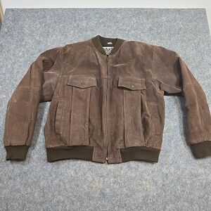 Vtg Studio 7036 Suede Jacket Men M Brown Leather Full Zip Bomber Barn Coat 90s